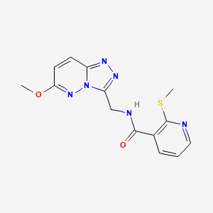 molecular formula C14H14N6O2S B2792136 N-((6-methoxy-[1,2,4]triazolo[4,3-b]pyridazin-3-yl)methyl)-2-(methylthio)nicotinamide CAS No. 2034416-50-5
