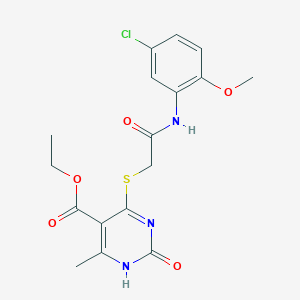 molecular formula C17H18ClN3O5S B2792142 ethyl 4-[2-(5-chloro-2-methoxyanilino)-2-oxoethyl]sulfanyl-6-methyl-2-oxo-1H-pyrimidine-5-carboxylate CAS No. 899727-25-4