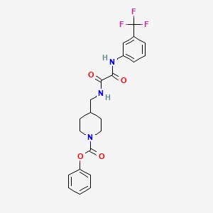 molecular formula C22H22F3N3O4 B2792144 Phenyl 4-((2-oxo-2-((3-(trifluoromethyl)phenyl)amino)acetamido)methyl)piperidine-1-carboxylate CAS No. 1235648-16-4