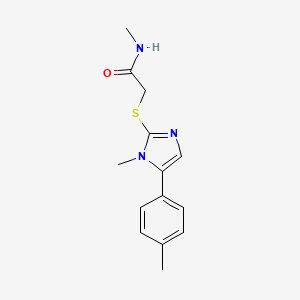 molecular formula C14H17N3OS B2792146 N-methyl-2-((1-methyl-5-(p-tolyl)-1H-imidazol-2-yl)thio)acetamide CAS No. 1207010-70-5
