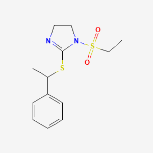 molecular formula C13H18N2O2S2 B2792151 1-Ethylsulfonyl-2-(1-phenylethylsulfanyl)-4,5-dihydroimidazole CAS No. 868216-93-7