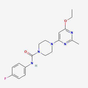molecular formula C18H22FN5O2 B2792154 4-(6-ethoxy-2-methylpyrimidin-4-yl)-N-(4-fluorophenyl)piperazine-1-carboxamide CAS No. 946249-40-7