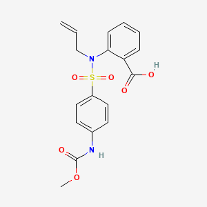 molecular formula C18H18N2O6S B2792155 2-[N-(prop-2-en-1-yl)4-[(methoxycarbonyl)amino]benzenesulfonamido]benzoic acid CAS No. 324057-40-1