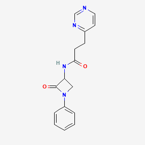 molecular formula C16H16N4O2 B2792161 N-(2-oxo-1-phenylazetidin-3-yl)-3-(pyrimidin-4-yl)propanamide CAS No. 1825314-57-5