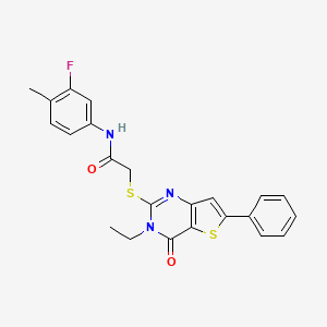 molecular formula C23H20FN3O2S2 B2792167 3-{[(4-fluorobenzoyl)(phenyl)amino]methyl}-1-methyl-N-(4-methylphenyl)-1,4,6,7-tetrahydro-5H-pyrazolo[4,3-c]pyridine-5-carboxamide CAS No. 1189725-99-2