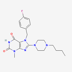 molecular formula C21H27FN6O2 B2792169 8-(4-butylpiperazin-1-yl)-7-(4-fluorobenzyl)-3-methyl-1H-purine-2,6(3H,7H)-dione CAS No. 898409-02-4