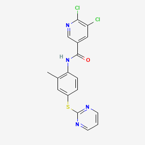 5,6-dichloro-N-[2-methyl-4-(pyrimidin-2-ylsulfanyl)phenyl]pyridine-3-carboxamide
