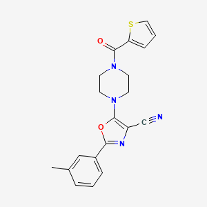 molecular formula C20H18N4O2S B2792175 2-(3-Methylphenyl)-5-[4-(thiophen-2-ylcarbonyl)piperazin-1-yl]-1,3-oxazole-4-carbonitrile CAS No. 946377-67-9