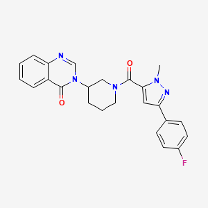 molecular formula C24H22FN5O2 B2792185 3-(1-(3-(4-fluorophenyl)-1-methyl-1H-pyrazole-5-carbonyl)piperidin-3-yl)quinazolin-4(3H)-one CAS No. 2034296-56-3