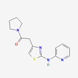 molecular formula C14H16N4OS B2792191 2-(2-(Pyridin-2-ylamino)thiazol-4-yl)-1-(pyrrolidin-1-yl)ethanone CAS No. 1226447-18-2