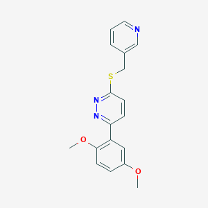 molecular formula C18H17N3O2S B2792193 3-(2,5-Dimethoxyphenyl)-6-((pyridin-3-ylmethyl)thio)pyridazine CAS No. 923075-72-3