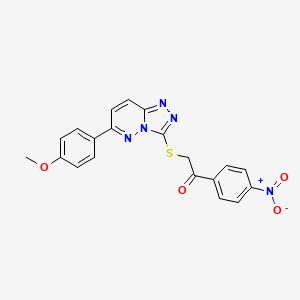 molecular formula C20H15N5O4S B2792194 2-((6-(4-Methoxyphenyl)-[1,2,4]triazolo[4,3-b]pyridazin-3-yl)thio)-1-(4-nitrophenyl)ethanone CAS No. 877634-19-0