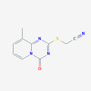 molecular formula C10H8N4OS B2792196 2-(9-Methyl-4-oxopyrido[1,2-a][1,3,5]triazin-2-yl)sulfanylacetonitrile CAS No. 896345-52-1