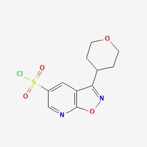 molecular formula C11H11ClN2O4S B2792201 3-(Oxan-4-yl)-[1,2]oxazolo[5,4-b]pyridine-5-sulfonyl chloride CAS No. 1955506-71-4