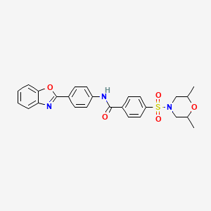 molecular formula C26H25N3O5S B2792205 N-(4-(benzo[d]oxazol-2-yl)phenyl)-4-((2,6-dimethylmorpholino)sulfonyl)benzamide CAS No. 361173-28-6