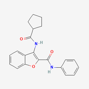 molecular formula C21H20N2O3 B2792206 3-(cyclopentanecarboxamido)-N-phenylbenzofuran-2-carboxamide CAS No. 862829-63-8
