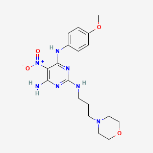 molecular formula C18H25N7O4 B2792232 N4-(4-methoxyphenyl)-N2-(3-morpholin-4-ylpropyl)-5-nitro-pyrimidine-2,4,6-triamine CAS No. 674357-12-1