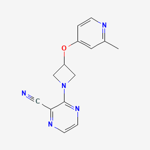 molecular formula C14H13N5O B2792239 3-[3-(2-Methylpyridin-4-yl)oxyazetidin-1-yl]pyrazine-2-carbonitrile CAS No. 2415585-53-2