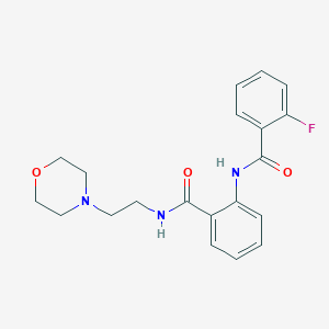 molecular formula C20H22FN3O3 B279225 2-fluoro-N-(2-{[2-(morpholin-4-yl)ethyl]carbamoyl}phenyl)benzamide 