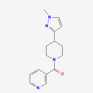 molecular formula C15H18N4O B2792271 (4-(1-methyl-1H-pyrazol-3-yl)piperidin-1-yl)(pyridin-3-yl)methanone CAS No. 2034605-21-3