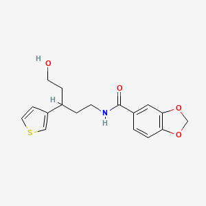molecular formula C17H19NO4S B2792276 N-(5-hydroxy-3-(thiophen-3-yl)pentyl)benzo[d][1,3]dioxole-5-carboxamide CAS No. 2034503-07-4