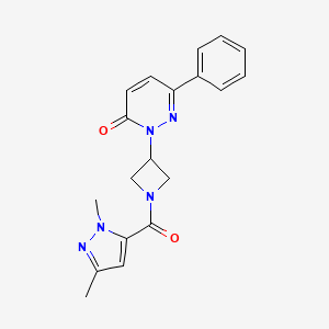 molecular formula C19H19N5O2 B2792281 2-[1-(2,5-Dimethylpyrazole-3-carbonyl)azetidin-3-yl]-6-phenylpyridazin-3-one CAS No. 2380095-56-5