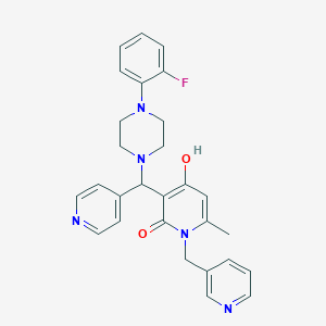 molecular formula C28H28FN5O2 B2792285 3-((4-(2-fluorophenyl)piperazin-1-yl)(pyridin-4-yl)methyl)-4-hydroxy-6-methyl-1-(pyridin-3-ylmethyl)pyridin-2(1H)-one CAS No. 897612-09-8