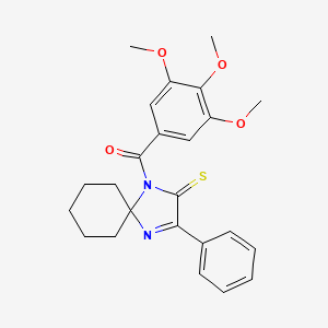 molecular formula C24H26N2O4S B2792288 3-Phenyl-1-(3,4,5-trimethoxybenzoyl)-1,4-diazaspiro[4.5]dec-3-ene-2-thione CAS No. 899917-10-3