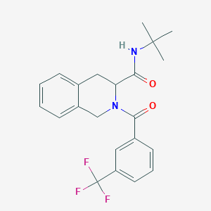 molecular formula C22H23F3N2O2 B2792295 N-(tert-butyl)-2-[3-(trifluoromethyl)benzoyl]-1,2,3,4-tetrahydro-3-isoquinolinecarboxamide CAS No. 318256-36-9