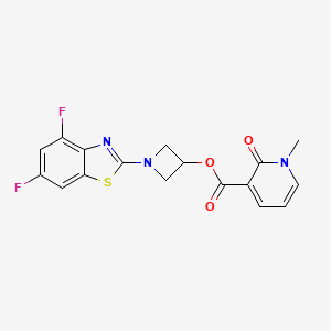 molecular formula C17H13F2N3O3S B2792321 1-(4,6-Difluorobenzo[d]thiazol-2-yl)azetidin-3-yl 1-methyl-2-oxo-1,2-dihydropyridine-3-carboxylate CAS No. 1421449-78-6