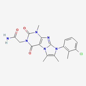 molecular formula C19H19ClN6O3 B2792329 2-[6-(3-Chloro-2-methylphenyl)-4,7,8-trimethyl-1,3-dioxopurino[7,8-a]imidazol-2-yl]acetamide CAS No. 876670-71-2