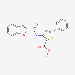 molecular formula C21H15NO4S B2792335 Methyl 3-(benzofuran-2-carboxamido)-5-phenylthiophene-2-carboxylate CAS No. 923413-49-4