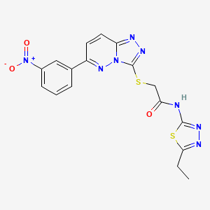 molecular formula C17H14N8O3S2 B2792337 N-(5-ethyl-1,3,4-thiadiazol-2-yl)-2-((6-(3-nitrophenyl)-[1,2,4]triazolo[4,3-b]pyridazin-3-yl)thio)acetamide CAS No. 894057-93-3