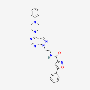 molecular formula C27H26N8O2 B2792340 5-phenyl-N-(2-(4-(4-phenylpiperazin-1-yl)-1H-pyrazolo[3,4-d]pyrimidin-1-yl)ethyl)isoxazole-3-carboxamide CAS No. 1170371-25-1