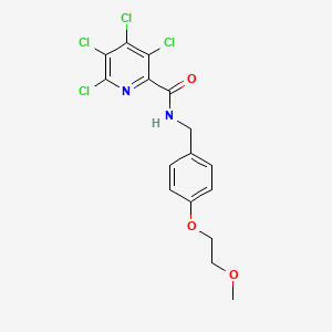 molecular formula C16H14Cl4N2O3 B2792344 3,4,5,6-tetrachloro-N-[[4-(2-methoxyethoxy)phenyl]methyl]pyridine-2-carboxamide CAS No. 1210307-39-3