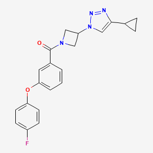 molecular formula C21H19FN4O2 B2792352 (3-(4-cyclopropyl-1H-1,2,3-triazol-1-yl)azetidin-1-yl)(3-(4-fluorophenoxy)phenyl)methanone CAS No. 2034293-41-7