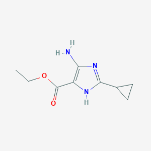 molecular formula C9H13N3O2 B2792353 Ethyl 4-amino-2-cyclopropyl-1H-imidazole-5-carboxylate CAS No. 2111706-43-3