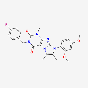molecular formula C25H24FN5O4 B2792354 8-(2,4-dimethoxyphenyl)-3-(4-fluorobenzyl)-1,6,7-trimethyl-1H-imidazo[2,1-f]purine-2,4(3H,8H)-dione CAS No. 877810-44-1