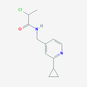 molecular formula C12H15ClN2O B2792365 2-Chloro-N-[(2-cyclopropylpyridin-4-yl)methyl]propanamide CAS No. 2411246-54-1