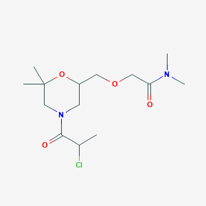 molecular formula C14H25ClN2O4 B2792367 2-[[4-(2-Chloropropanoyl)-6,6-dimethylmorpholin-2-yl]methoxy]-N,N-dimethylacetamide CAS No. 2411262-03-6