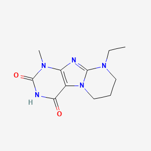 molecular formula C11H15N5O2 B2792373 9-ethyl-1-methyl-6,7,8,9-tetrahydropyrimido[2,1-f]purine-2,4(1H,3H)-dione CAS No. 878414-65-4