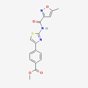 molecular formula C16H13N3O4S B2792401 Methyl 4-(2-(5-methylisoxazole-3-carboxamido)thiazol-4-yl)benzoate CAS No. 941954-17-2