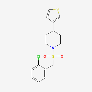 molecular formula C16H18ClNO2S2 B2792431 1-((2-Chlorobenzyl)sulfonyl)-4-(thiophen-3-yl)piperidine CAS No. 1396887-17-4