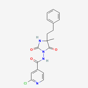 molecular formula C18H17ClN4O3 B2792439 2-chloro-N-[4-methyl-2,5-dioxo-4-(2-phenylethyl)imidazolidin-1-yl]pyridine-4-carboxamide CAS No. 1172869-06-5