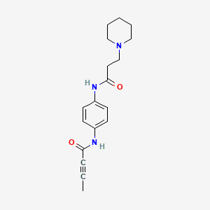 molecular formula C18H23N3O2 B2792452 N-{4-[3-(piperidin-1-yl)propanamido]phenyl}but-2-ynamide CAS No. 2094170-99-5