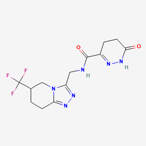 molecular formula C13H15F3N6O2 B2792454 6-oxo-N-((6-(trifluoromethyl)-5,6,7,8-tetrahydro-[1,2,4]triazolo[4,3-a]pyridin-3-yl)methyl)-1,4,5,6-tetrahydropyridazine-3-carboxamide CAS No. 2034539-08-5