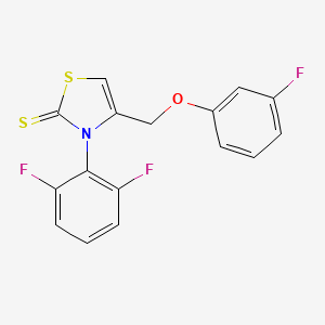 molecular formula C16H10F3NOS2 B2792456 3-(2,6-Difluorophenyl)-4-[(3-fluorophenoxy)methyl]-1,3-thiazole-2-thione CAS No. 866153-96-0