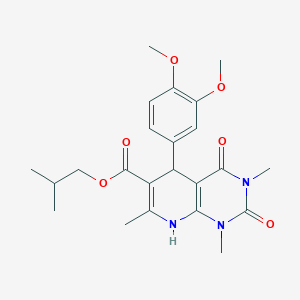 molecular formula C23H29N3O6 B2792460 2-Methylpropyl 5-(3,4-dimethoxyphenyl)-1,3,7-trimethyl-2,4-dioxo-1,2,3,4,5,8-hexahydropyrido[2,3-d]pyrimidine-6-carboxylate CAS No. 868144-51-8