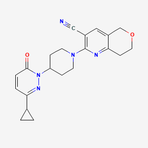 molecular formula C21H23N5O2 B2792468 2-[4-(3-Cyclopropyl-6-oxopyridazin-1-yl)piperidin-1-yl]-7,8-dihydro-5H-pyrano[4,3-b]pyridine-3-carbonitrile CAS No. 2320923-73-5