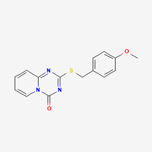 molecular formula C15H13N3O2S B2792476 2-((4-Methoxybenzyl)sulfanyl)-4H-pyrido[1,2-a](1,3,5)triazin-4-one CAS No. 303145-13-3